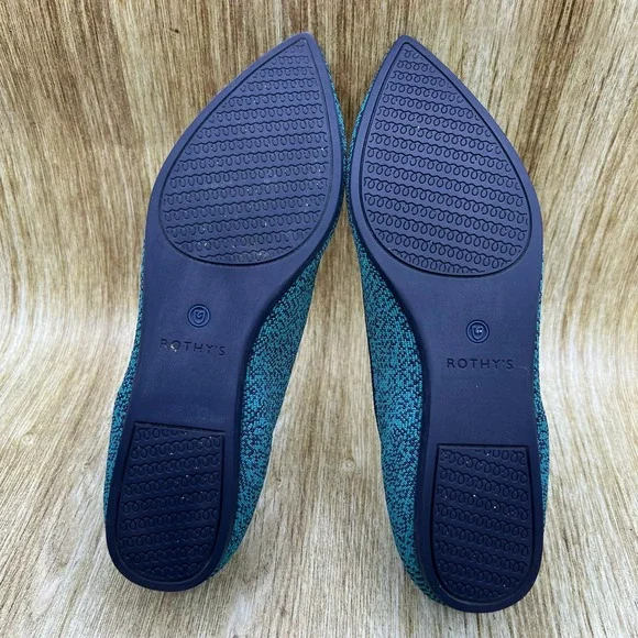 Rothy's The Point Women's 8.5 Spruce Python Geometric Knit Pointed Toe Flats - Picture 8 of 10